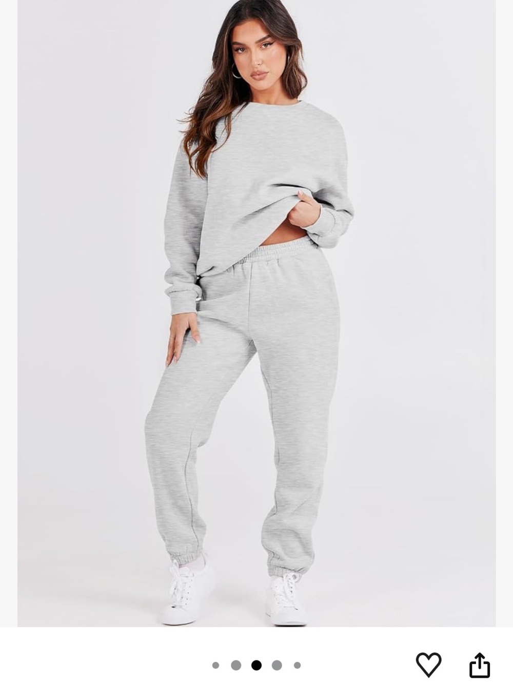 Light Gray Elastic-Waist Jogger Pants
